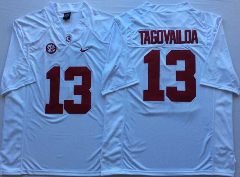 Alabama Crimson Tide 13 Tua Tagovailoa White College Football Jersey,We sell and wholesale Alabama Crimson Tide 13 Tua Tagovailoa White College Football Jersey on line form chian!